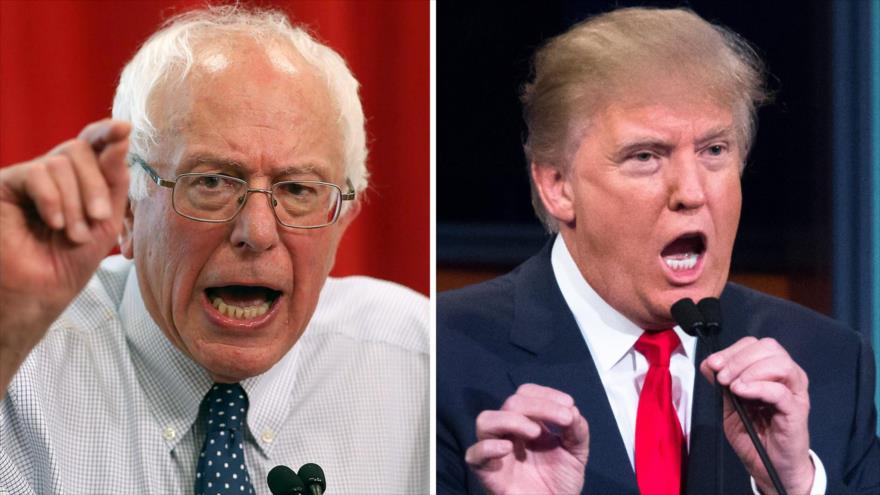 El senador demócrata estadounidense Bernie Sanders (izda.) y el presidente de EE.UU. Donald Trump.