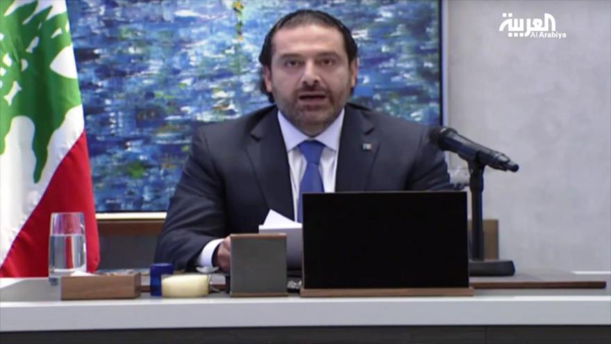 El premier libanés, Saad Hariri, durante su discurso de renuncia difundido por la cadena estatal saudí Al Arabiya, 4 de noviembre de 2017.