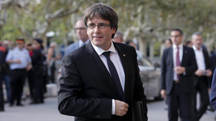 El presidente cesado de Cataluña, Carles Puigdemont, en Barcelona, 10 de octubre de 2017.