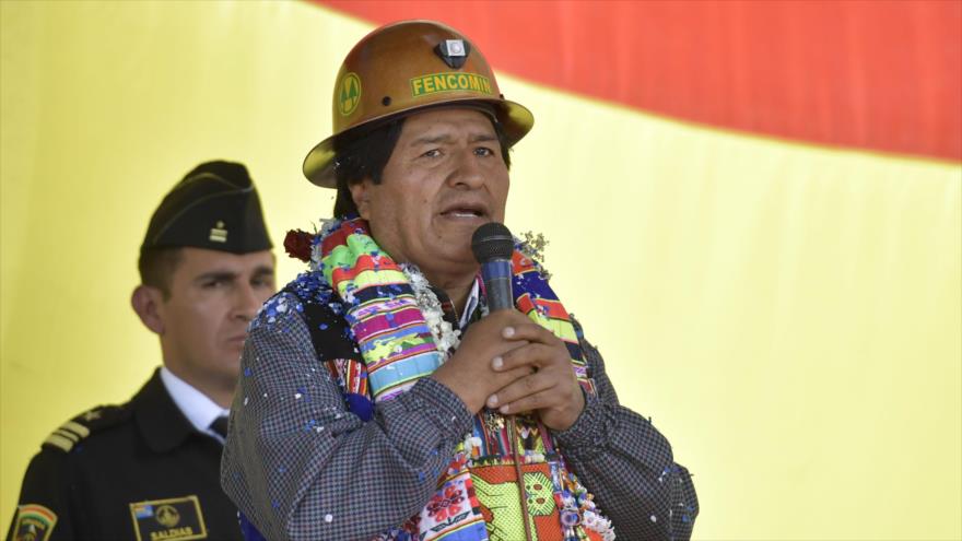 El presidente boliviano, Evo Morales, habla en un acto público en Potosí (sur), 7 de noviembre de 2017.