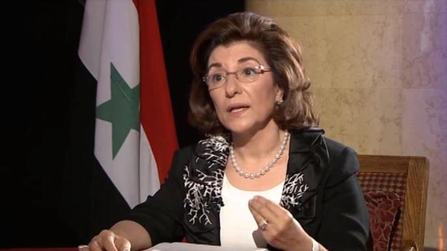 Bouthaina Shaaban, asesora política y de medios de comunicación del presidente sirio, Bashar al-Asad, en una entrevista.