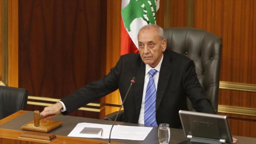 El presidente del Parlamento libanés, Nabih Berri, en una sesión de este organismo. 