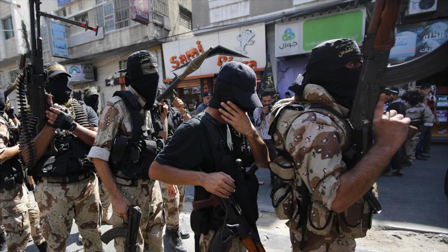 Integrantes de la Brigada Al-Quds, brazo militar del Movimiento de Yihad Islámica Palestina.