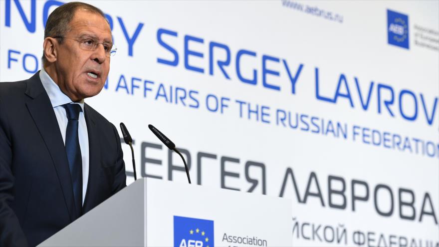 El ministro de Asuntos Exteriores ruso, Serguéi Lavrov, durante un discurso en Moscú, 31 de octubre de 2017.