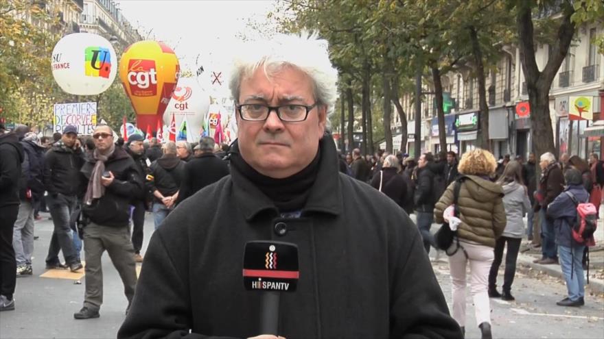 Sindicatos franceses denuncian la política del presidente Macron