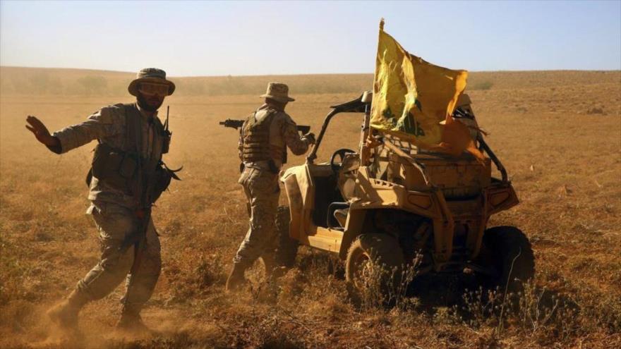 Combatientes de Hezbolá cerca de la frontera entre El Líbano y Siria, 29 de julio de 2017.