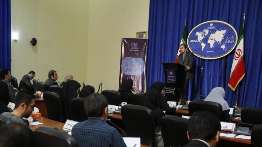 Bahram Qasemi, portavoz de la Cancillería de Irán, en su rueda de prensa semanal, 30 de octubre de 2017.