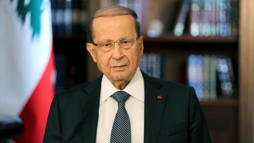 El presidente libanés, Michel Aoun, pronuncia un discurso en el palacio presidencial de Baabda, 21 de noviembre de 2017.