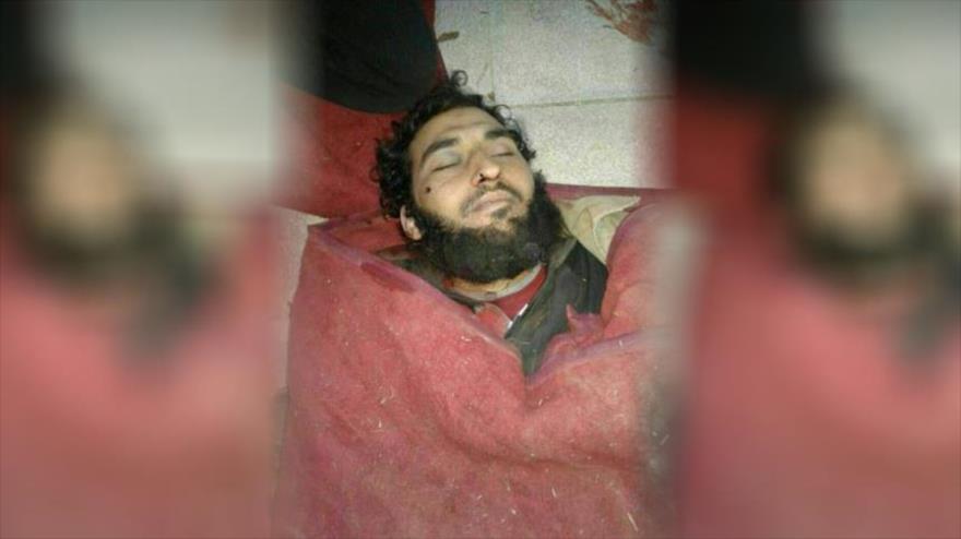 El cadáver de Abu Muaz Al-Afghani, líder afgano de la Junta de Liberación del Levante (Hayat Tahrir Al-Sham, en árabe), 27 de noviembere de 2017.