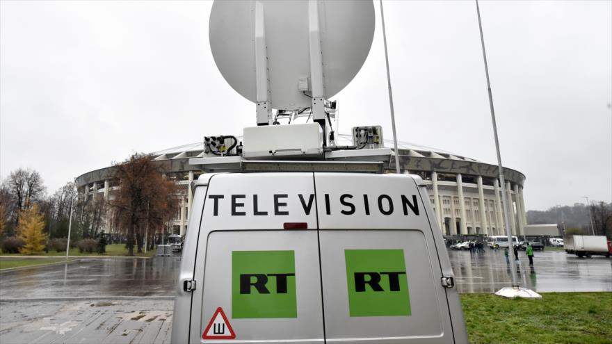 La furgoneta de transmisión de Russia Today (RT) en Moscú (capital de Rusia), 11 de noviembre de 2017.