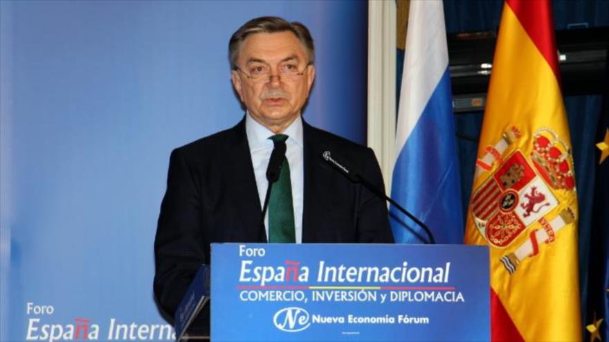 El embajador de la Federación de Rusia, Yuri Korchagin, en el Foro España Internacional, en Madrid, 29 de marzo de 2017.