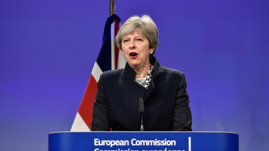 La premier británica, Theresa May, da un discurso en Bruselas, Bélgica, 6 de diciembre de 2017.
