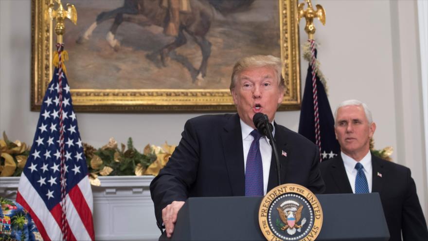 El presidente de EE. UU., Donald Trump, habla durante un evento en la Casa Blanca en Washington, 7 de diciembre de 2017.