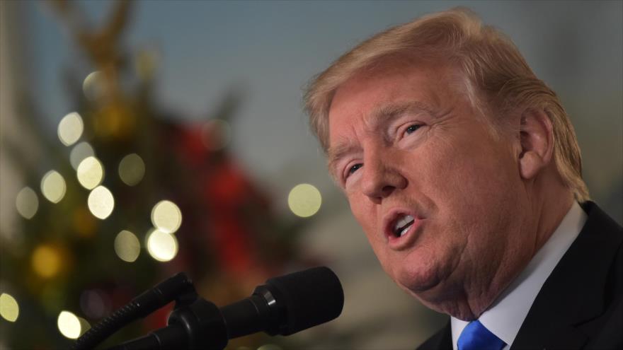 El presidente de EE.UU., Donald Trump, pronuncia un discurso sobre Al-Quds (Jerusalén) en la Casa Blanca, 6 de diciembre de 2017.