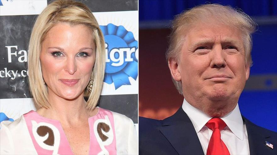 La expresentadora de Fox News Juliet Huddy (izda,) y el presidente de EE.UU., Donald Trump.
