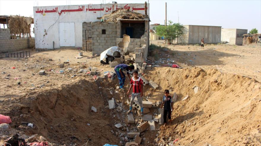 La escena de un ataque aéreo saudí contra la provincia de Hajjah, en el noroeste de Yemen, 7 de octubre de 2017.