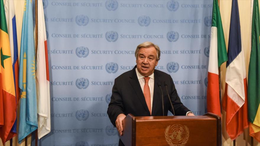 El secretario general de ONU, Antonio Guterres, en una rueda de prensa, Nueva York, 6 de diciembre de 2017.
