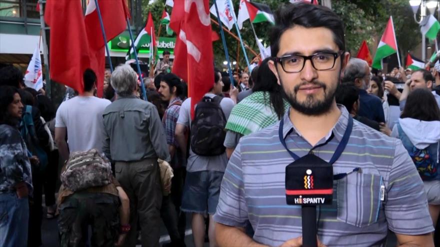 Policía chilena reprime protesta a favor de Palestina y anti-Trump