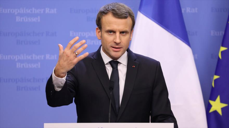 El presidente de Francia, Emmanuel Macron, durante un discurso en Bruselas, la capital de Bélgica, 15 de diciembre de 2017.