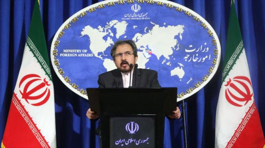 El portavoz de la Cancillería de Irán, Bahram Qasemi, durante una rueda de prensa en Teherán, la capital.