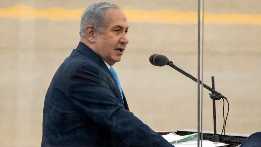 El premier israelí, Benyamin Netanyahu, da un discurso en la ciudad de Beerseba, en el sur de los territorios ocupados palestinos, 27 de diciembre de 2017.