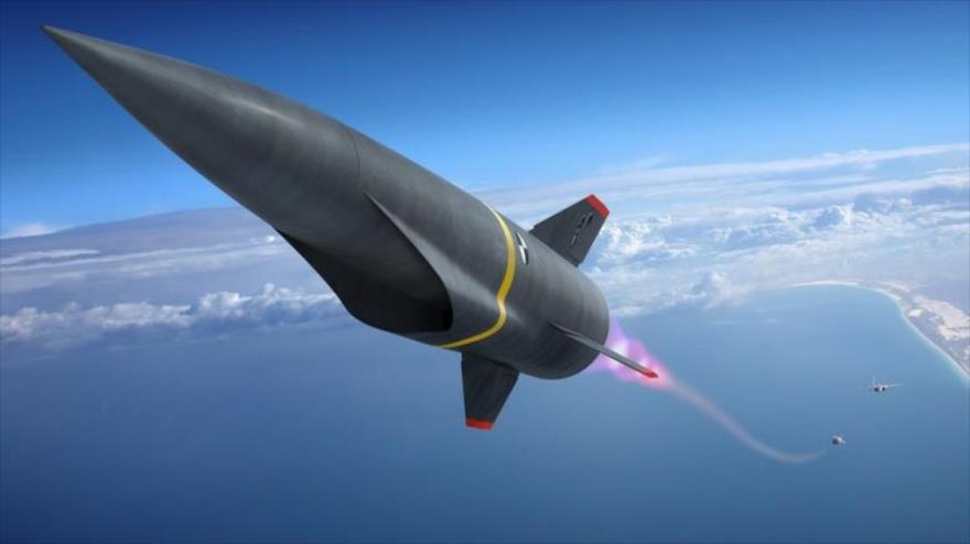 Una representación artística de un misil hipersónico.
