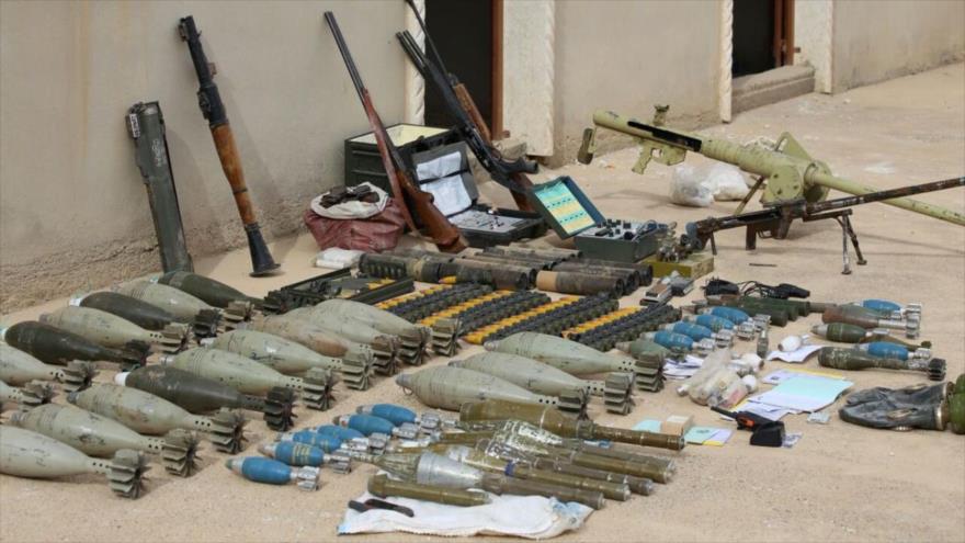 Armas incautadas del grupo terrorista EIIL (Daesh, en árabe) en Siria, mayo de 2017.