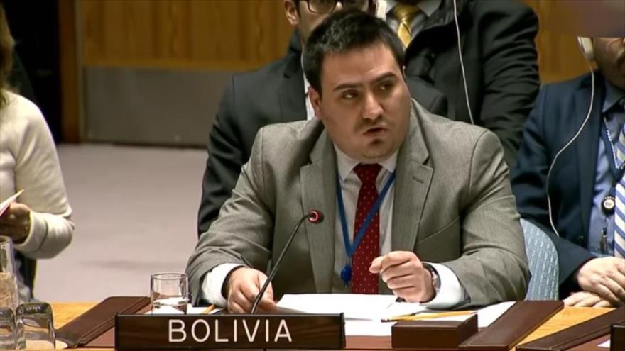 Pedro Luis Inchauste Jordán, ministro consejero del embajador de Bolivia ante las Naciones Unidas, interviene ante el CSNU, 5 de enero de 2018.