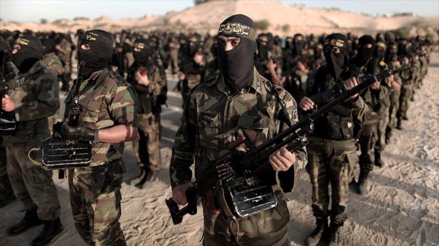 Combatientes de la Brigada Al-Quds, rama armada del movimiento de la Yihad Islámica Palestina.