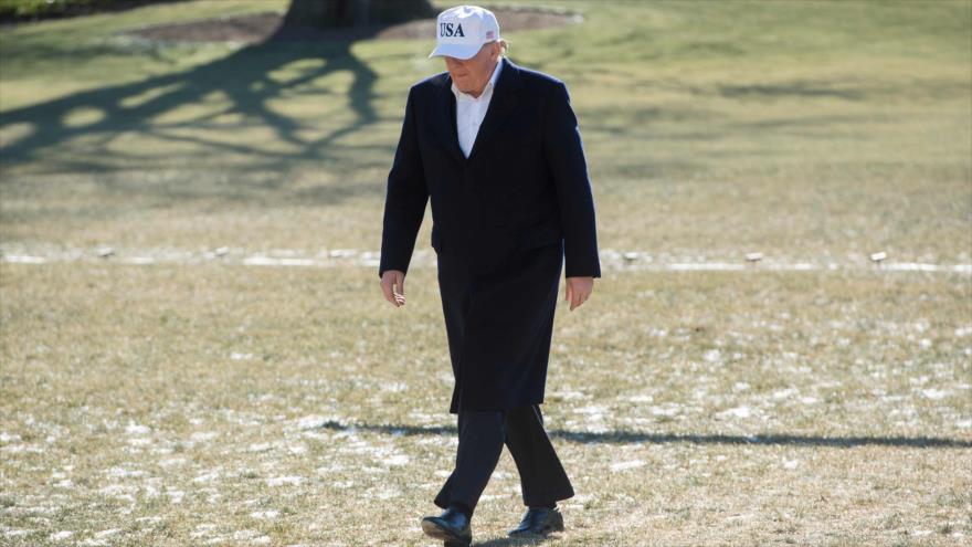 El presidente de EE.UU., Donald Trump, en el jardín de la Casa Blanca, 7 de enero de 2018.