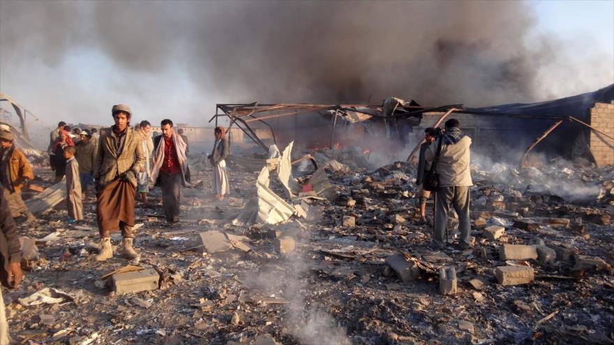 Escena de los bombardeos de aviones saudíes en la provincia de Saada, en el noroeste de Yemen, 6 de enero de 2018.