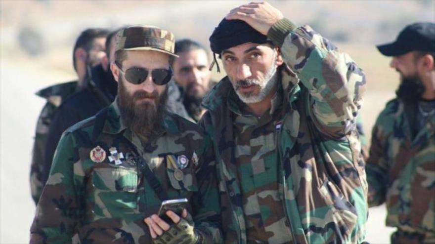 Los milicianos de la Brigada Al-Quds, rama armada del movimiento de la Yihad Islámica Palestina en la provincia siria de Idlib, 11 de enero de 2018.
