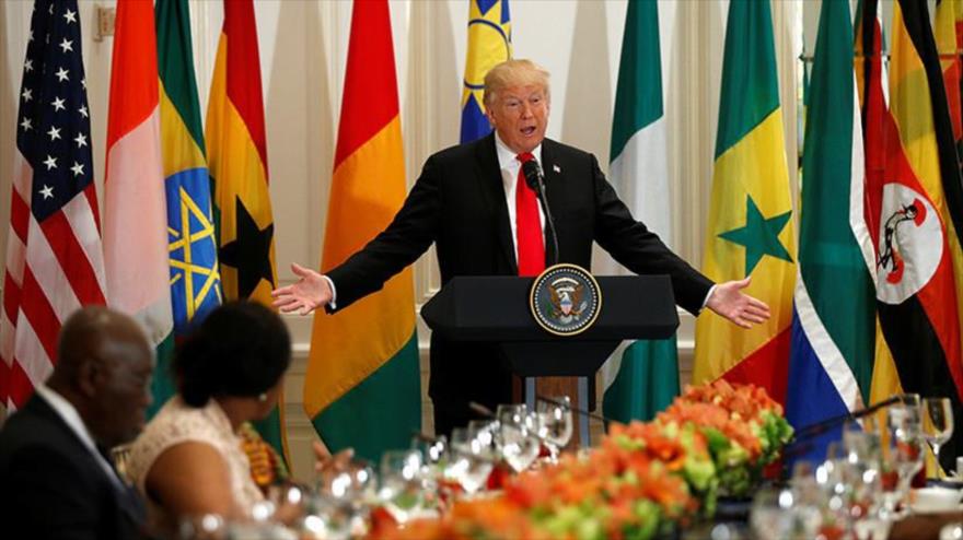 El presidente de EE.UU., Donald Trump, ofrece un discurso ante los líderes africanos durante la AGNU en Nueva York, 20 de septiembre de 2017.