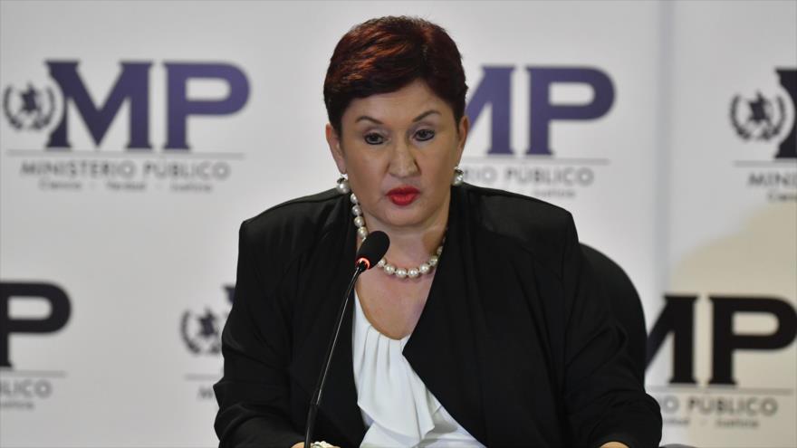 Thelma Aldana, fiscal general de Guatemala, habla en una rueda de prensa conjunta con el jefe del CICIG, Iván Velásquez, 24 de agosto de 2017.