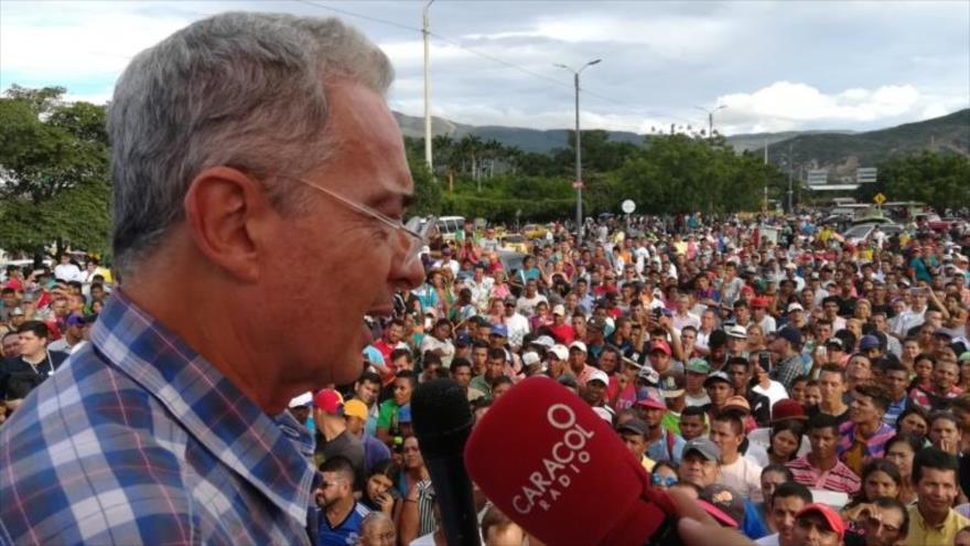 Álvaro Uribe Vélez, expresidente de Colombia, en su visita a la ciudad fronteriza de Cúcuta, 18 de enero de 2018.