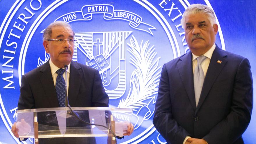 El presidente y el canciller de la República Dominicana, Danilo Medina y Miguel Vargas, respectivamente, 14 de enero de 2018. 