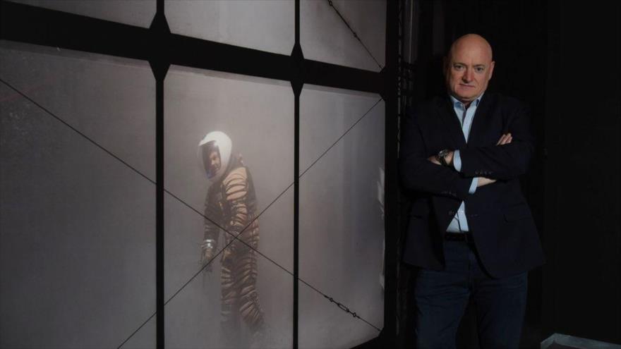 Scott Kelly, en la exposición Marte, la conquista de un sueño, en el Espacio Fundación Telefónica, en Madrid, 22 de enero de 2018.