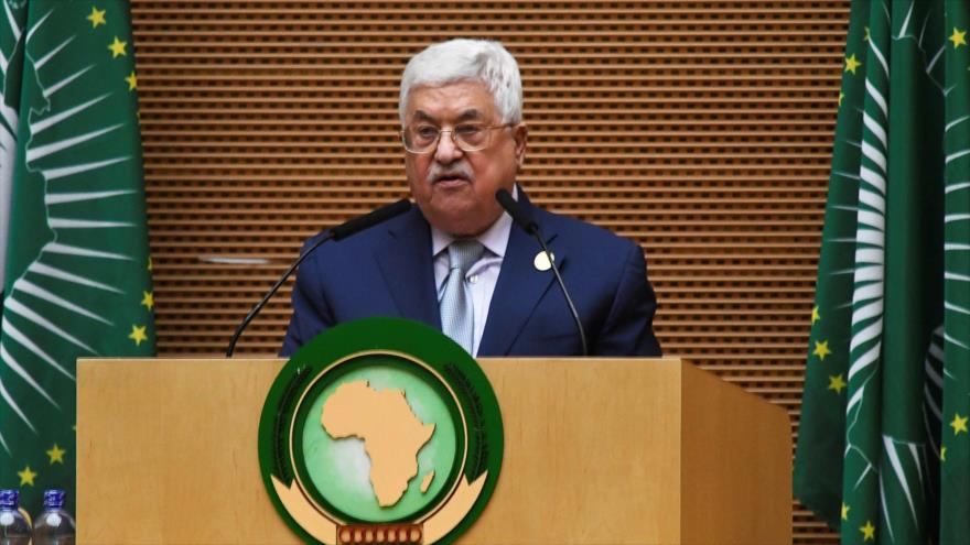 El presidente palestino, Mahmud Abás, habla en la 30ª Asamblea de jefes de Estado y Gobierno de la Unión Africana, Adis Abeba, 28 de enero de 2018.