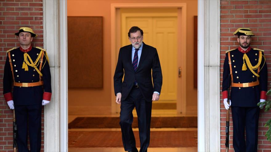 El primer ministro español, Mariano Rajoy, celebra su conferencia de prensa de fin de año en Madrid, 29 de diciembre de 2017.