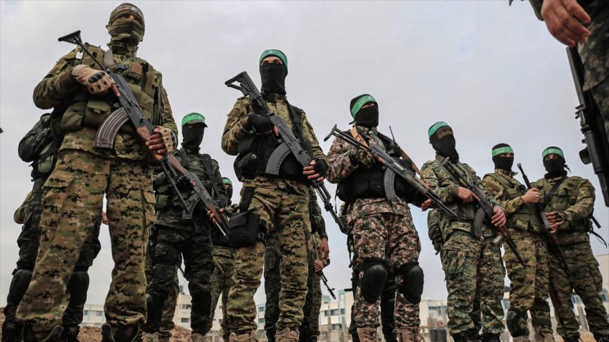 Integrantes del brazo armado de HAMAS, las Brigadas Ezzeddin al-Qassam.
