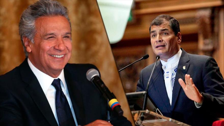 El presidente de Ecuador, Lenín Moreno (izq.) y el exmandatario Rafael Correa.