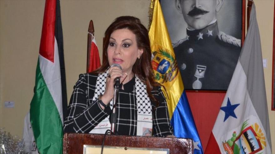 La embajadora de Palestina en Venezuela, Linda Sobeh Alí.