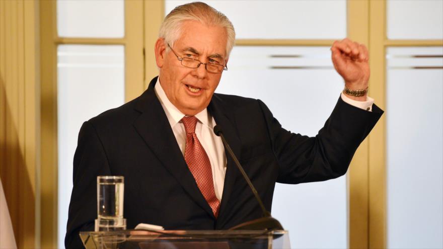 El secretario de Estado de EE.UU., Rex Tillerson, en una rueda de prensa en Lima, capital de Perú, 5 de febrero de 2018.
