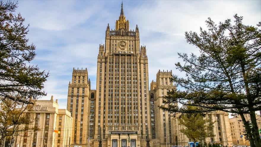 La sede del Ministerio de Asuntos Exteriores de Rusia en Moscú, la capital.