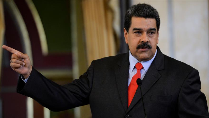 El presidente de Venezuela, Nicolás Maduro, en una conferencia de prensa en el palacio de Miraflores, 15 de febrero de 2018.