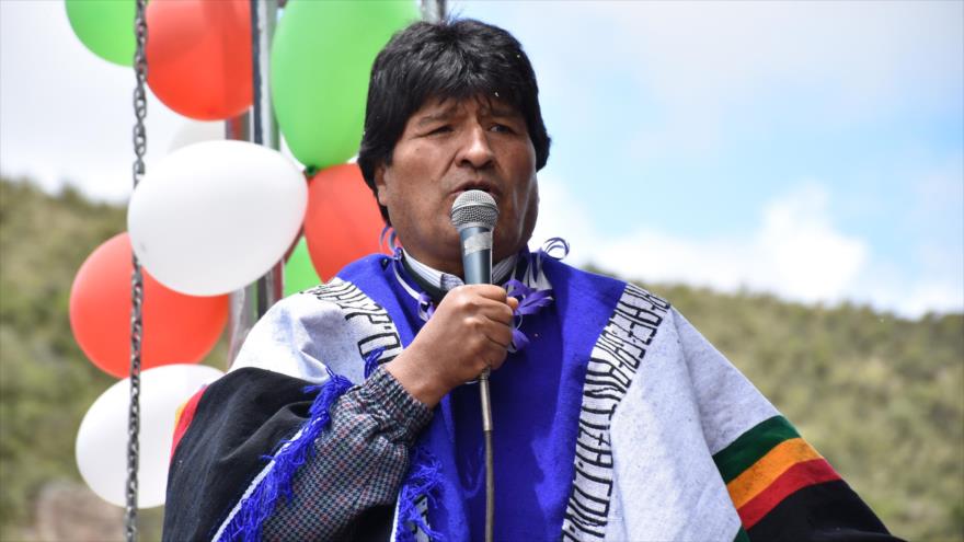 El presidente de Bolivia, Evo Morales, en un acto público, 17 de febrero de 2018.
