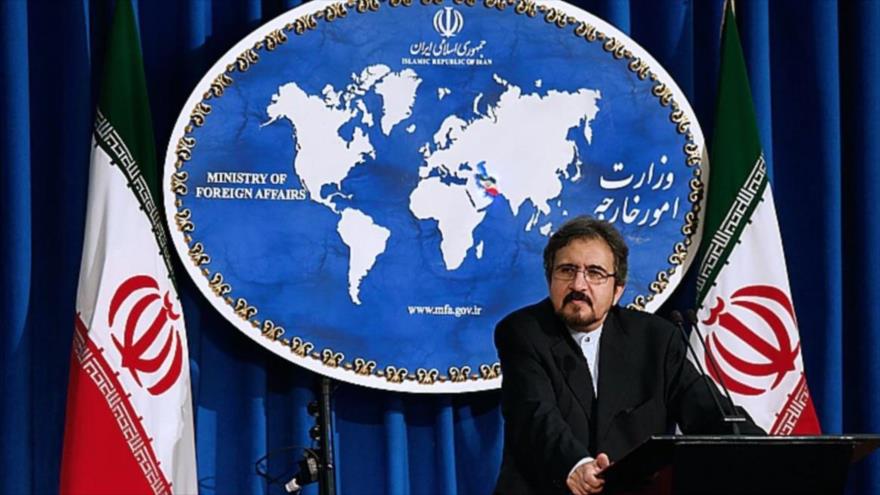 El portavoz de la Cancillería iraní, Bahram Qasemi, ofrece una rueda de prensa en Teherán (capital iraní).