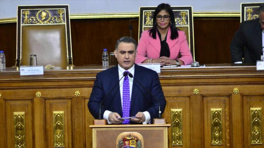 El Fiscal General de Venezuela, Tarek William Saab, ofrece un balance de su gestión ante la Asamblea Nacional Constituyente, 21 de febrero de 2018.