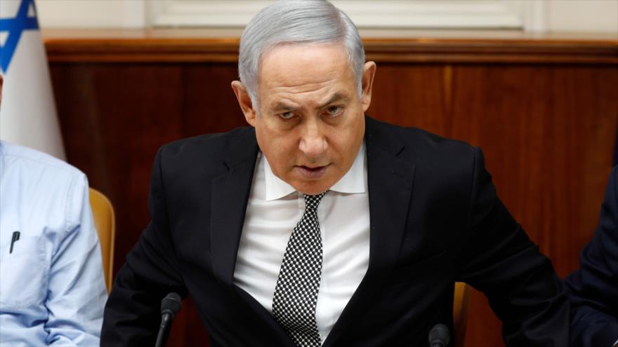 El primer ministro israelí, Benyamin Netanyahu, durante una reunión con su gabinete de ministros en Jerusalén, 25 de febrero de 2018.