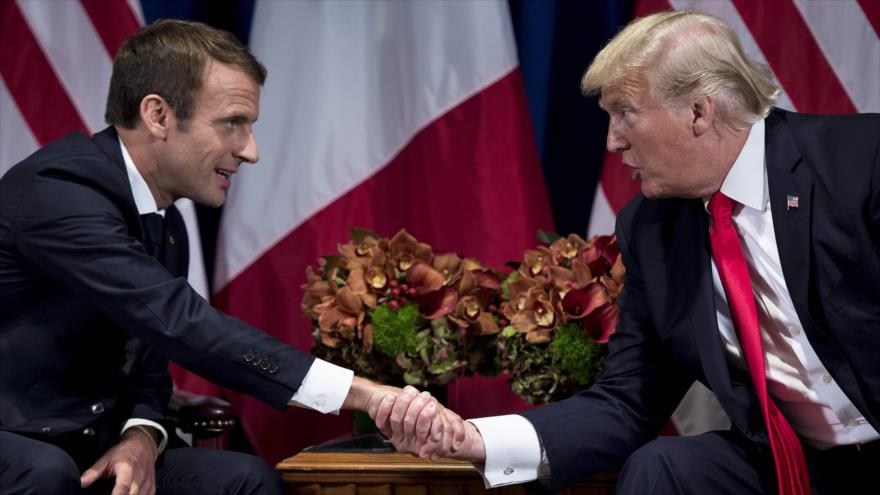 Los presidentes de Francia y EE.UU., Emmanuel Macron (izda.) y Donald Trump, respectivamente, en una reunión en Nueva York, 18 de septiembre de 2018.